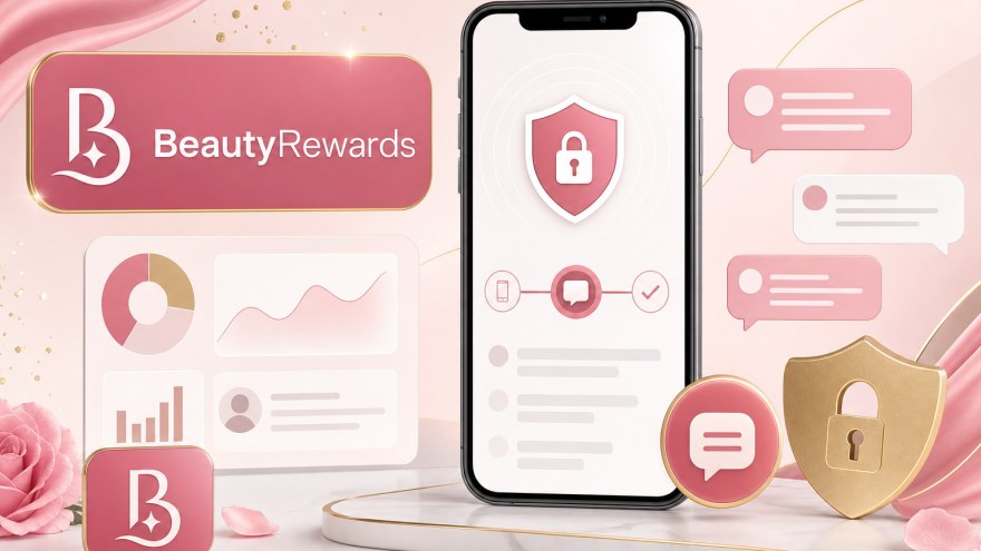 BeautyRewards non-VoIP number for SMS verification shown with a secure phone workflow