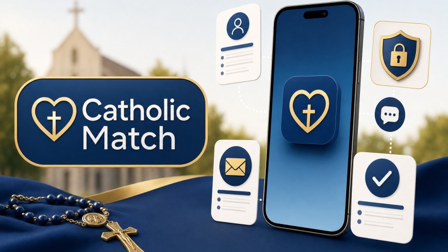 Catholic Match non-VoIP number for SMS verification on a modern phone dashboard