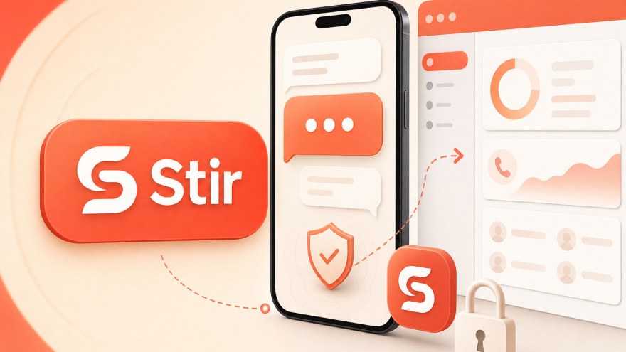 Stir non-VoIP number SMS verification concept with phone and dashboard